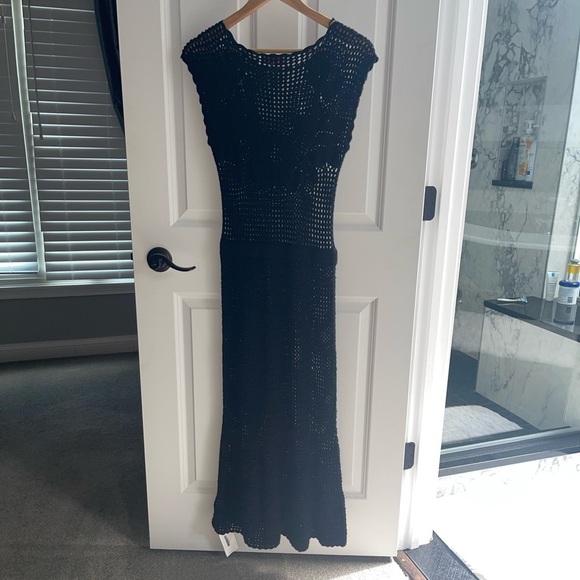 NEW Calypso St Baths by Christiane Celle Black 100% Merino Wool Crochet Sheer Sm - Picture 10 of 12